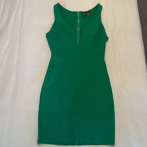 Windsor Deep V Green Mini Dress